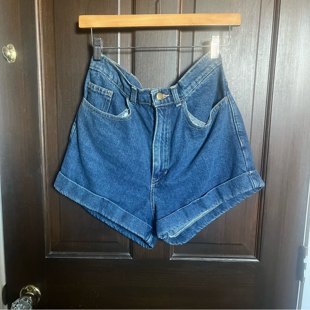 American Apparel medium wash high waist short
